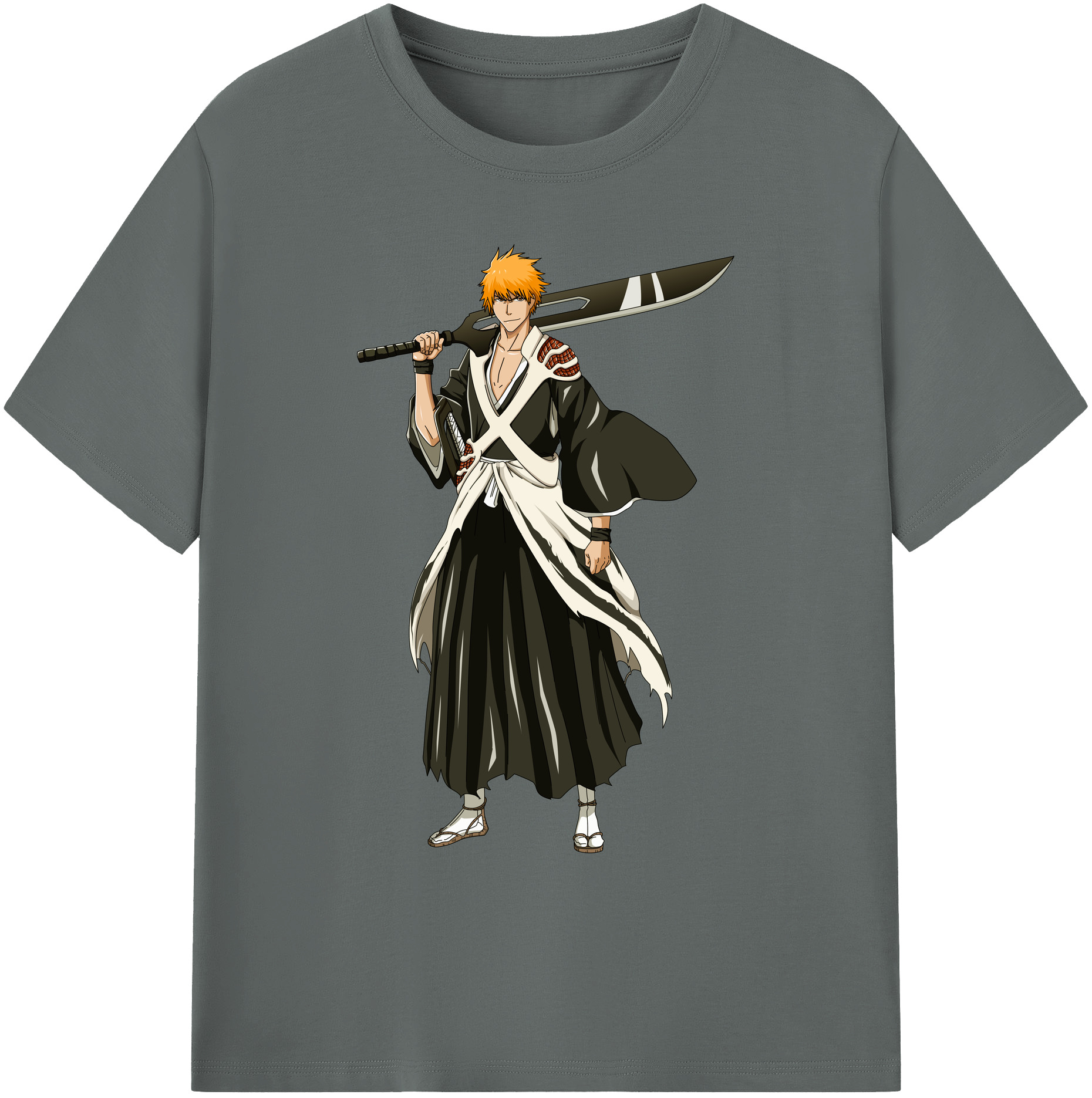 （画像用） ブリーチ 黒崎一護（くろさき いちご）BLEACH Kurosaki Ichigo 綿100％ メンズ半袖Tシャツ｜肌触りやわらか＆通気性